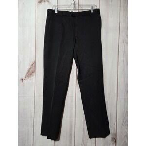 Van Heusen‎ Mens Flex Slim Fit Dress Pants Black 32x30 Polyester Flat Front